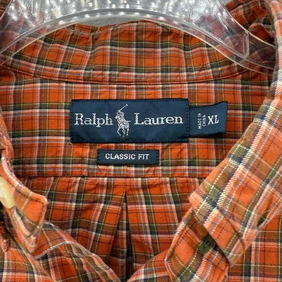 Ralph Lauren Shirt Men's XL Orange Plaid Classic Fit Button Down Business Casual - Picture 4 of 9